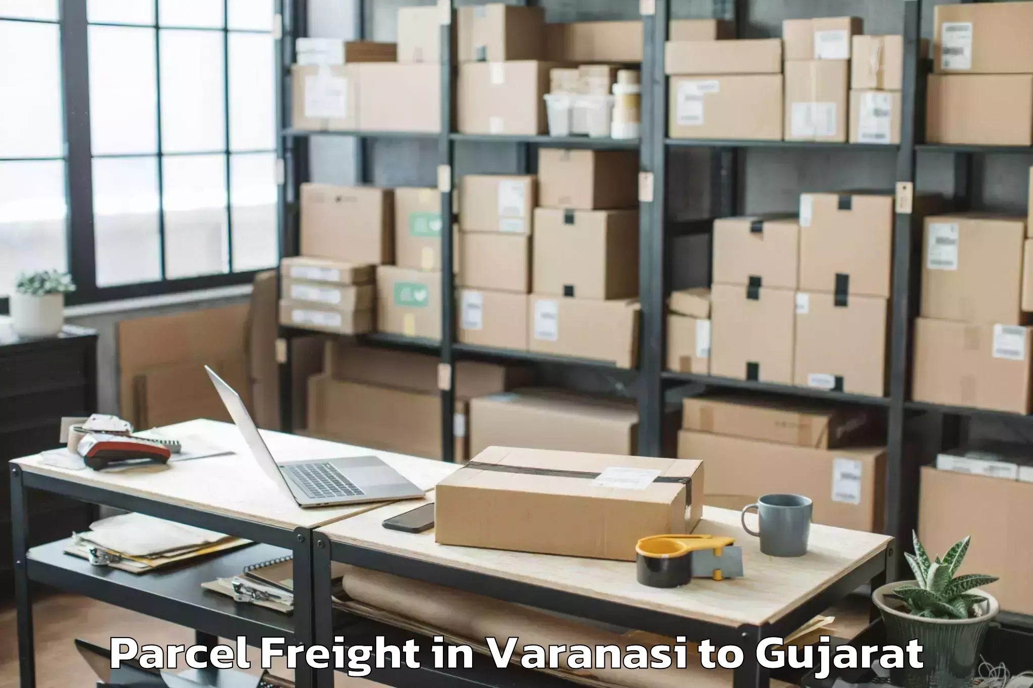 Easy Varanasi to Lunawada Parcel Freight Booking